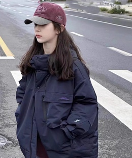 2023冬装波拉韩国女男孩，小中大儿童青少年，冬装连帽工装外套羽绒服
