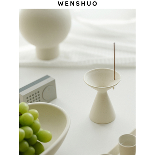WENSHUO简约INS线香插香盘陶瓷香台香薰客厅桌面摆件小众立细香座