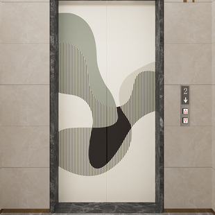 入户电梯门贴纸简约一梯一户门口装饰玻璃门，贴壁纸自粘推拉门改造