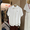 十三行女装2024夏款韩系多色短袖衬衫休闲风宽松刺绣设计感上衣女