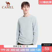 CAMEL骆驼圆领抓绒衣男2024春季保暖长袖T恤内搭打底衫上衣女