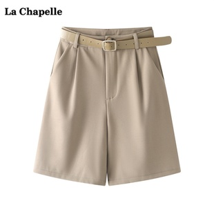 拉夏贝尔/La Chapelle高腰西装短裤女夏季休闲宽松直筒阔腿五分裤