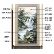 2024入户玄关壁布竖版寓意，好招财山水，国画过道墙布壁纸新中式壁画