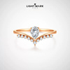lightmark小白光18k金水滴(金水滴，)型群镶钻石，戒指v型戒臂钻戒求婚女戒