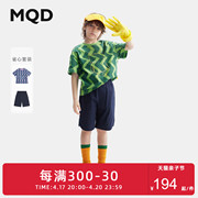 MQD童装男童条纹满版纯棉短袖套装24夏装儿童短袖T恤短裤2件套