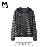 M2女装2025春秋款短外套夹克中年微胖妈妈宽松大码长袖连帽拉链衫