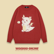 喷火龙崽 WOODOO 设计师品牌 高街设计感提花 男女针织衫毛衣
