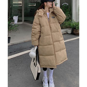 2-300斤胖mm大码女装韩版连帽中长款棉服，冬季加厚保暖棉衣外套潮