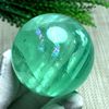 纯天然蓝绿萤石球摆件七彩，彩虹水晶原石，矿石送底座招财翠绿色209