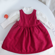 女宝宝连衣裙秋冬套装，加绒加厚夹棉婴儿裙子，0-2岁女童洋气公主裙