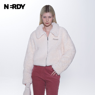 NERDY 2023冬季女士短款抓毛夹克外套保暖休闲时尚上衣外套潮