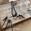 爱心蝴蝶结珍珠项链耳环套装法式个性设计感锁骨链复古时尚颈链女