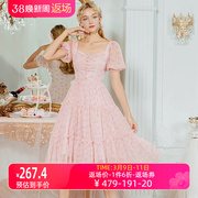 艾丽丝复古宫廷风连衣裙女2024年夏季粉色甜美气质超仙公主裙