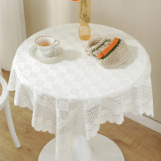 小圆桌布简约茶几客厅，盖布长方形台布欧式法式复古白色圆形餐桌布