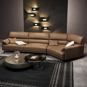 Justin轻奢皮艺沙发现代客厅转角异形组合真皮沙发大小户型皮沙发