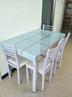 小户型餐桌家用钢化玻璃餐桌椅，组合现代简约4人长方形，饭桌子北京