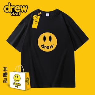 drewdoll高街2023年夏季纯棉，笑脸情侣短袖t恤男潮牌bfg