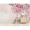 美式手绘粉色花卉花朵，网红客厅电视背景墙纸沙发，壁纸壁画卧室墙布