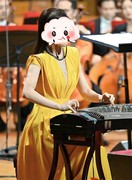 高级定制黄色主持晚礼服女无袖学生古筝艺考礼服裙A摆2023ZH3097