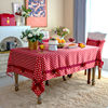结婚桌布红色波点布置婚房喜字，台布长方形茶几，布婚房装饰餐桌布台