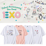 EXO十周年2O22FM演唱会同款打歌衣服宽松印花短袖T恤纯棉体恤