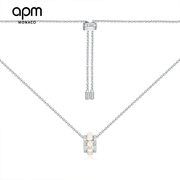 apmmonaco银色小蛮腰珍珠项链，925纯银锁骨链ac5177xpl女神节礼物