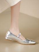 浅口单鞋女设计感小众大码女鞋41一43春秋款低跟40银色气质优雅42