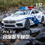 驰美1 32合金M8宝马车模仿真回力带声光儿童玩具警车男孩收藏模型