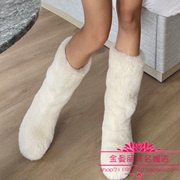 韩国22冬款气质女郎时尚人造毛毛保暖百搭舒适平跟长靴