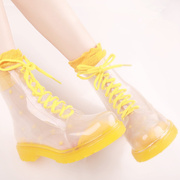 透明雨鞋水晶果冻鞋平底马丁雨靴时尚防水防滑女鞋糖果色水鞋