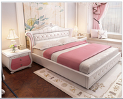 欧式真皮床全实木框架布艺床箱体床收纳一体床储物床1.8米软包床