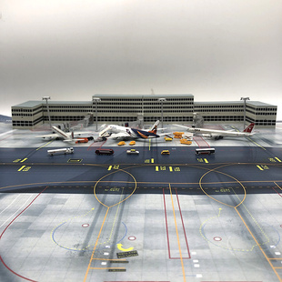 1400机场地勤车航站楼，廊桥指挥塔路灯，地勤纸仿真客机模型配件