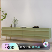 上海烤漆轻奢电视机柜子嫩绿色，客厅地柜墙柜小户型，矮柜收纳定制柜