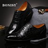 BONISY意大利手工固特异皮鞋男士商务正装鞋进口鳄鱼皮皮鞋牛津鞋