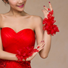 新娘手套红色婚纱，礼服旗袍秀禾服短款韩式结婚甜美花朵蕾丝