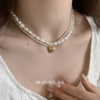 suzyacckr巴洛克双层珍珠，吊坠项链2024年复古小众，设计锁骨链