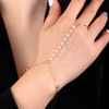 跨境欧美手链指环一体，珍珠金属链条套装组合女戒指饰品首饰配饰
