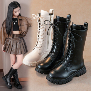 女童靴子冬季2023韩版英伦风儿童马丁靴小女孩高筒靴公主长靴