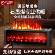 扬子石墨烯语音取暖器家用踢脚线速热暖风机3D火焰杨子浴室电暖器