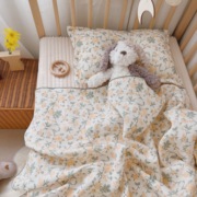婴儿纱布毯子全棉韩式复古三层纱浴巾新生儿抱毯宝宝幼儿园小盖毯