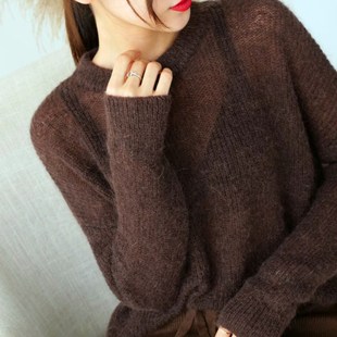 马海毛针织衫镂空薄款海马毛衣女，外套头慵懒风，今年流行的精致
