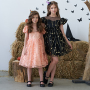儿童礼服泡泡袖公主裙halloween派对女童演出礼服亮片刺绣连衣裙
