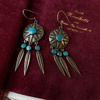 pasttimes通体925银，印第安古董设计银耳钩，羽毛錾刻复古做旧银耳钉