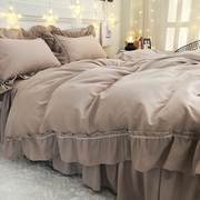 韩式四件套全棉纯棉床裙款花边被套床单三件套宿舍1.5米1.8m床罩