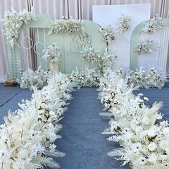 新韩式婚礼婚庆地排花舞台迎宾区角花装饰奶白色路引花绢花挂花排