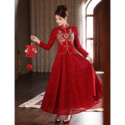新中式敬酒服新娘秀禾服婚服红色套装旗袍嫁衣中国风冬季订婚礼服