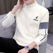 青少年毛衣男保暖加厚2023秋冬季韩版潮流半高领水貂绒针织衫