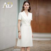 ad正式场合连衣裙，女公务员上班族职业装子时尚，减龄白色收腰西服裙
