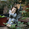美式乡村复古树脂人物，小天使雕塑摆件户外园艺，花园装饰庭院摆件