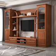 现代中式实木电视柜，客厅简约经济小户型背景墙电视柜，储物地柜组合